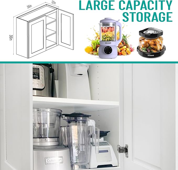 Wall Kitchen Cabinets, White Shaker Cabinet, Wall Mounted, RTA Upper Cabinet, Modern for Kitchen and Bathroom with Door (White, 36" W x 36" H x 12" D)