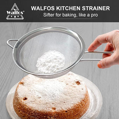 Walfos Fine Mesh Strainer 4PCS, Versatile Kitchen Strainer - Image 4