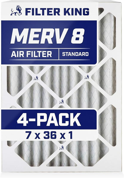 Filter King 7x36x1 Air Filter | 4-PACK | MERV 8 HVAC Pleated A/C Furnace by FilterKing
