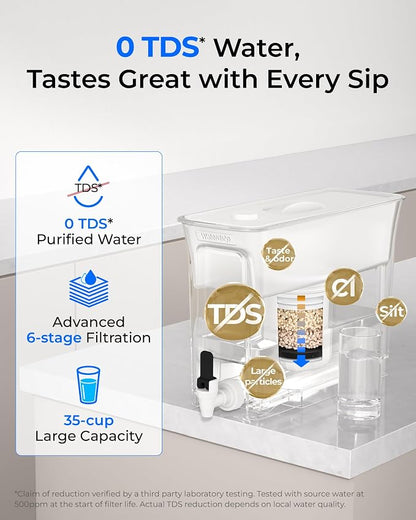 Waterdrop 0 TDS 35-Cup Slim Water Filter Dispenser, Large Capacity, PFOA/PFOS - Image 2