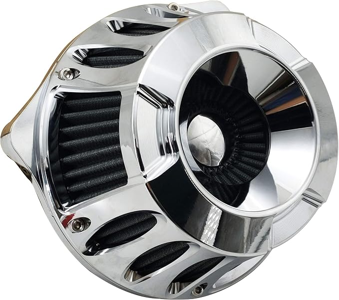 Air Cleaner Harley Filter Motorcycle Intake CNC Cut Kit Chrome - Image 2