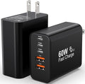 USB C Charger Block, 2-Pack 60W 5 Ports USBC Wall Charger Plug Fast Charging, iPhone Charger QC Multiport PD Adapter Chargers, Type C Box Brick Cube for iPhone 17 16 15 14 13 Pro Max, Samsung