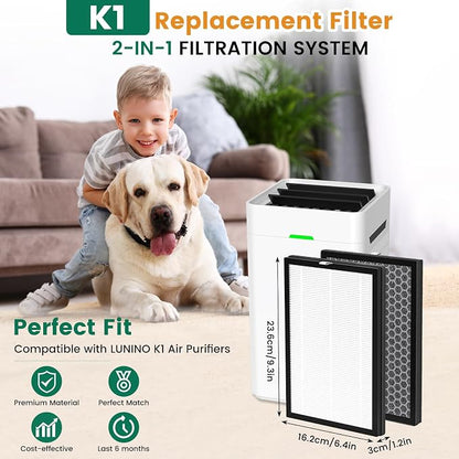 K1 Replacement Air Filter Fit for LUNINO K1 Air Puri-Fier, 3-in-1 - Image 2