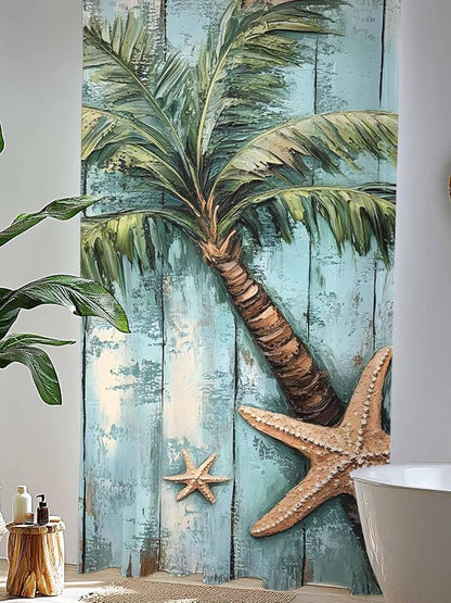 Sheer Curtains 84 Inches Long, Coastal Blue Green Tree Semi Sheer Curtains - Image 4