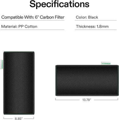 VIVOSUN 6 Inch Prefilter for 6" Carbon Filter, 13.78" Long - Image 2