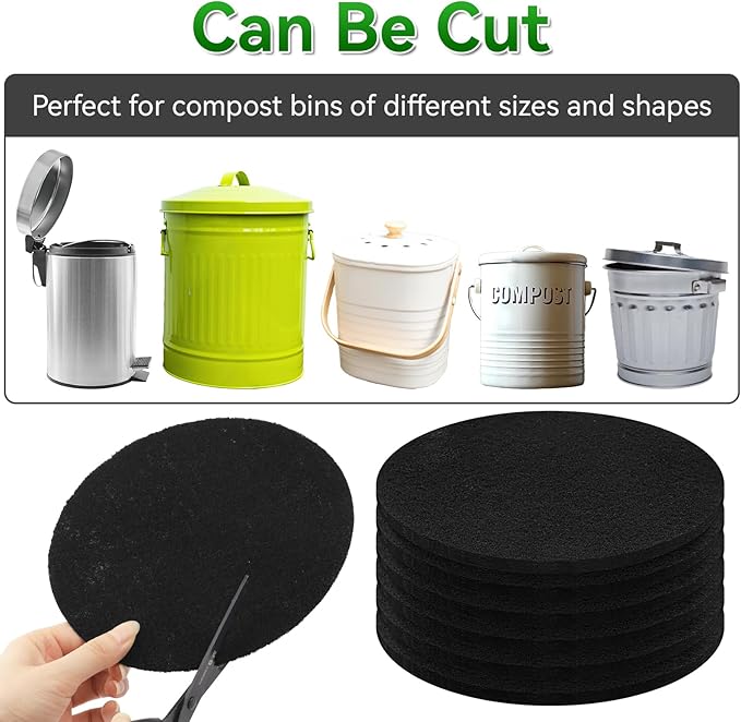 6 Pack Charcoal Filters for Compost Bucket, 6.7 Inch Compost Filters for - Image 3