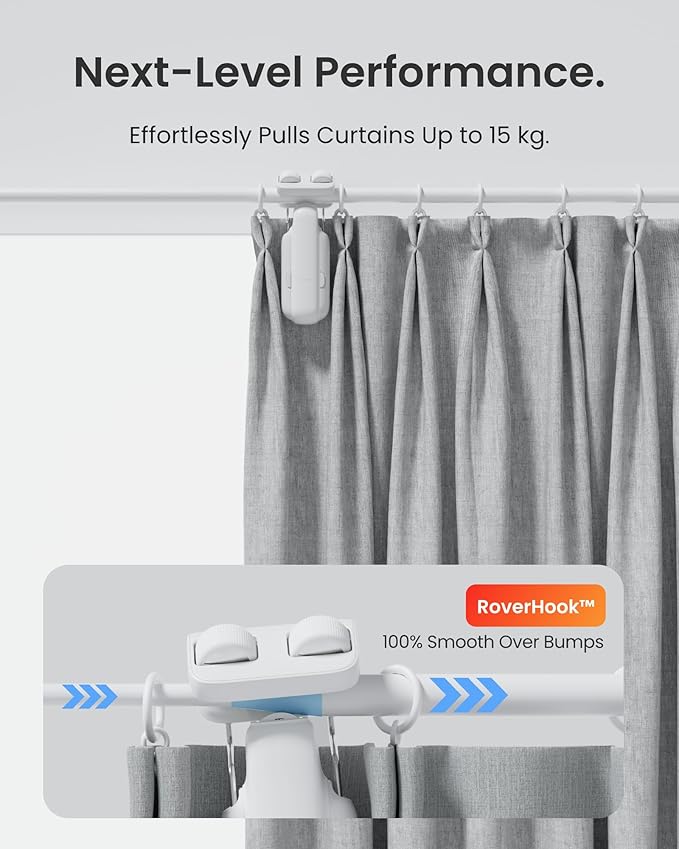 2025 Automatic Curtain Opener 3 Rod with Remote, Bluetooth Remote Control Smart Curtain, WiFi & App Control, Add Hub to Compatible with Alexa, Google Home, HomeKit