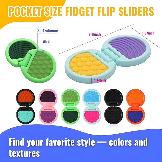 Fidget Toys Adults, Sensory Toys for Kids with Autism, Anxiety Relief Items for ADHD Stress Relief, Texture Worry Stone for Teens & Flip Slider - Treasure Box Toys for Classroom (3pcs)
