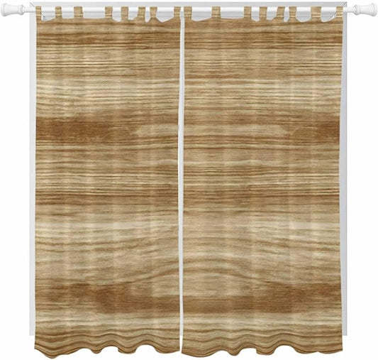 Light Brown Wood Grain Living Room Curtains 96 Inch Length, Window Curtains Tab by Unknown