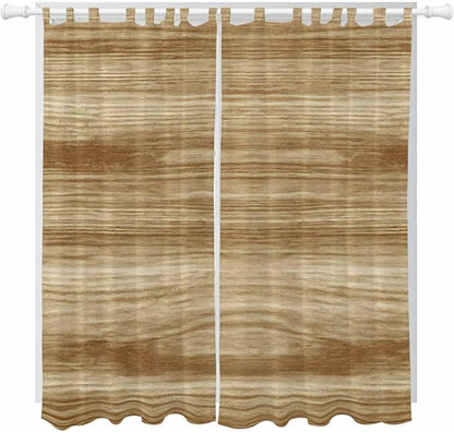 Light Brown Wood Grain Living Room Curtains 84 Inch Length, Window Curtains Tab by Unknown