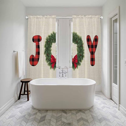 Red Green Christmas Window Curtains 72 Inch Long 2 Panel Set, Rod Pocket Long - Image 5