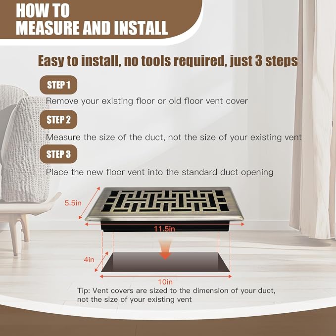 Air Floor Vent Adjustable Register 4x12 Inch Floor Register Vents - Image 6