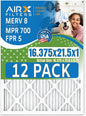 16.375x21.5x1 Air Filter MERV 8 Rating, 12 Pack of Furnace Filters Comparable by AIRXFILTERSWICKEDCLEANAIR