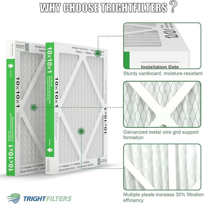 10x10x1 Air Filter 6 Pack, Durable MERV 8 Pleated Home HVAC AC Furnace Filters - Image 5