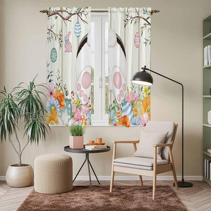 Easter Window Curtains 63 Inch Long 2 Panel Set, Rod Pocket Bedroom Curtains & - Image 7