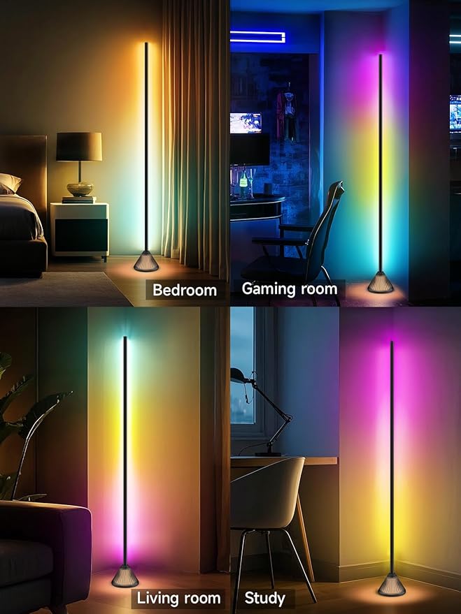 Tyute Corner Floor Lamp, Smart RGB LED Corner Lamp with App & Remote Control, Music Sync, Scene Modes, Modern Ambient Lighting Floor Lamp for Living Room, Bedroom, Gaming Room Decor
