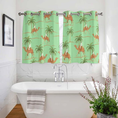 2 Panel Kitchen Cafe Curtains, Desert Camels Sunlight Filtering Nature Air - Image 3