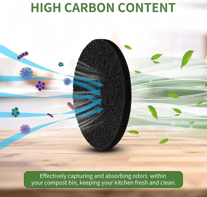 7.25 inch Compost Filters for Countertop Bin Saiqiang 12Pack Charcoal Filter - Image 4