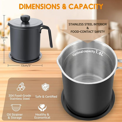 Chihee Grease Container Stainless Steel Bacon Grease Saver - Image 4