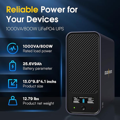 GOLDENMATE 1000VA/800W Lithium UPS Battery Backup and Surge Protector, Sinewave - Image 4