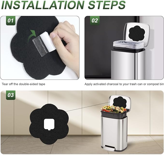 ENLOY 7.2 Inch Universal Trash Can Charcoal Filters Replacements, Absorbing - Image 7