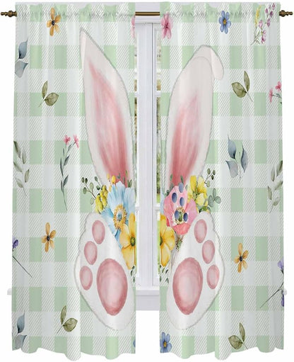 Easter Window Curtains 72 Inch Long 2 Panel Set, Rod Pocket Long Curtains & - Image 2