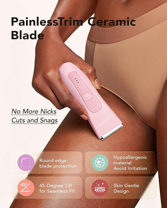 MANSPOT LADYSPOT™ Hair Finishing Trimmers, with 3 Guard and Replaceable Ceramic Blade Heads, LADYSPOT™ Hair Shaver Kit Sets (Women-Pink-Version)