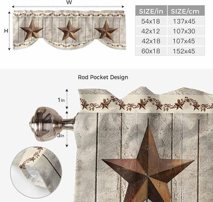 Western Texas Star Retro Tie Up Valance Curtains - Image 6
