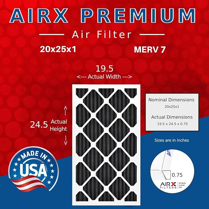 AIRX FILTERS WICKED CLEAN AIR. 20x25x1 Air Filter Odor Eliminator Carbon Filter - Image 2