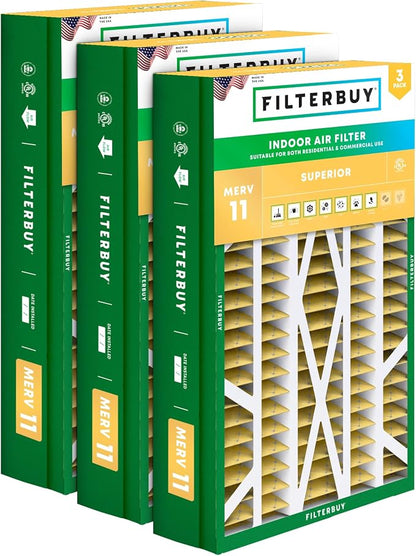 Filterbuy 14.5x27x5 Air Filter MERV 11 Superior Pet & Allergy Defense, Pleated by Filterbuy