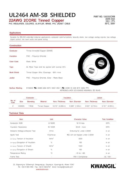 2C 22AWG AMSB Shielded Cable Wire - Image 4