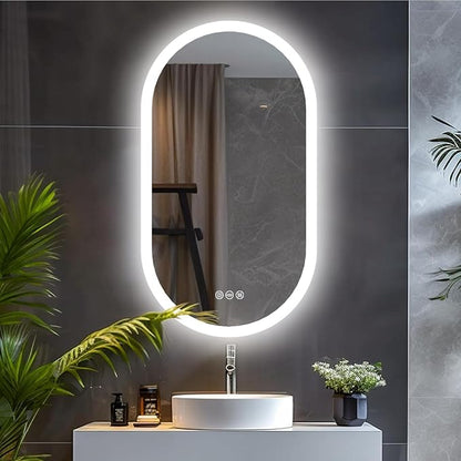 LUVODI Lighted LED Bathroom Mirror: 32x20IN Oval Wall Mounted Vanity Mirror by LUVODI