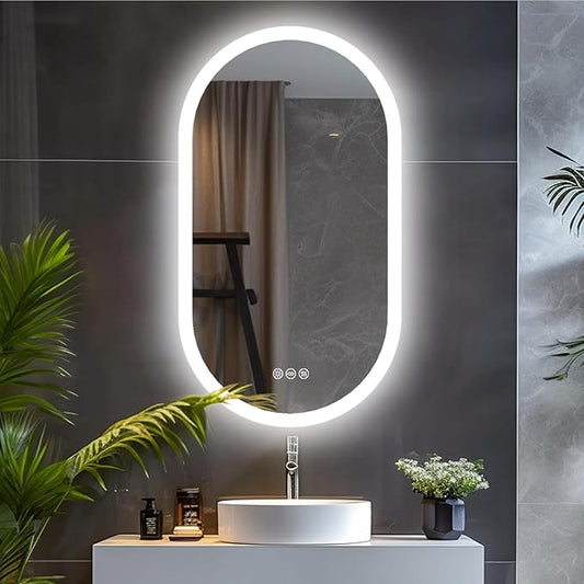 LUVODI Lighted LED Bathroom Mirror: 32x20IN Oval Wall Mounted Vanity Mirror by LUVODI