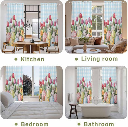 Easter Window Curtains 72 Inch Long 2 Panel Set, Rod Pocket Long Curtains & - Image 8