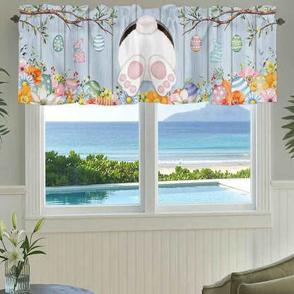 Easter Curtain Valances for Windows, Kitchen Valance Window Treatment, Spring - Image 3