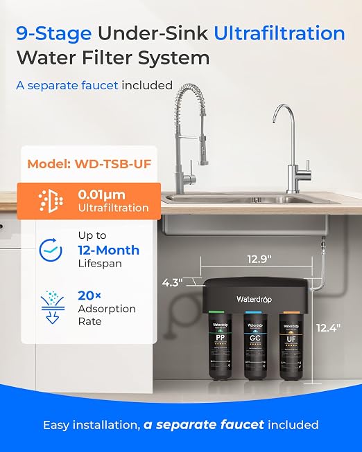 Waterdrop TSB-UF 0.01 μm Ultra Filtration Under Sink Water Filter System - Image 2