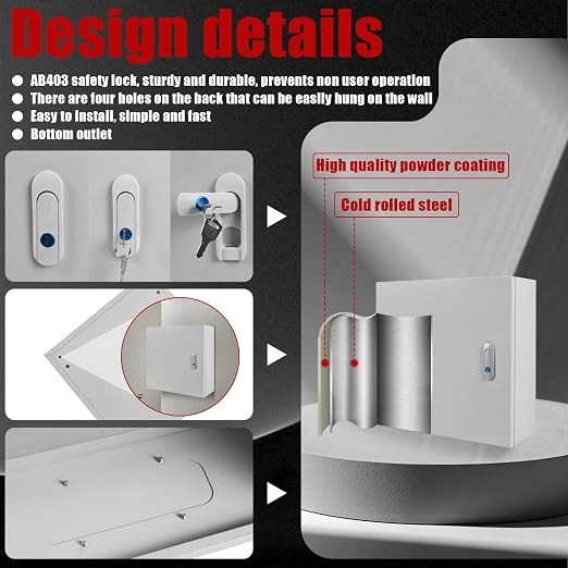 Electrical Box 16 x 16 x 6 Inch Indoor Outdoor Electrical Enclosure Box Steel - Image 5