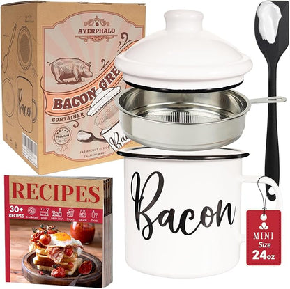 Bacon Grease Container with Strainer by Ayerphalo