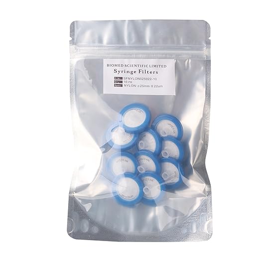 Syringe Filters Nylon 25mm Diameter 0.22 um Pore Size Non Sterile Pack of 10 by by Biomed+Scientific