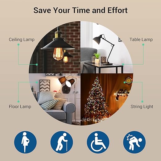 DEWENWILS Indoor Remote Control Outlet, Wireless Remote Light Switch, No Interference Remote Outlet Switch, No Wiring, 15A/1875W, 100ft RF Range, Compact Design, Programmable