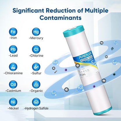 PUREPLUS 5 Micron 20" x 4.5" Whole House KDF/GAC Water Filter, Heavy Metal - Image 4