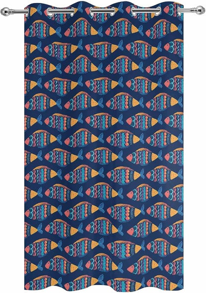 Fish Outdoor Curtains for Patio Vintage National Wind Fish Blue Waterproof - Image 9