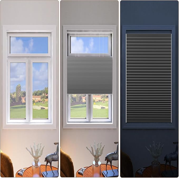 LEXEN Smart Top Down Bottom Up Honeycomb Shades WiFi Enabled Motorized Cellular Blinds Compatible with Alexa/Google Home Double Cellular Fabric Blackout Insulated Custom Sizes-Beige