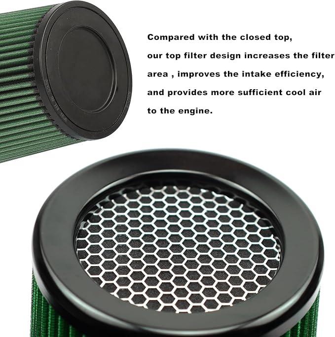 RYANSTAR RACING 76mm 3" High Flow Round Tapered Cone Cool Air Filter Cleaner - Image 5