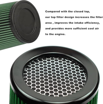 RYANSTAR RACING 76mm 3" High Flow Round Tapered Cone Cool Air Filter Cleaner - Image 5