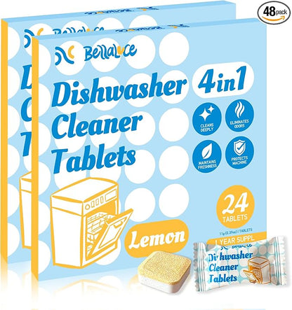 Dishwasher Cleaner Tablets Deodorizer-48 Pack Deep Cleaning Dish Washer by BrightenYourLife