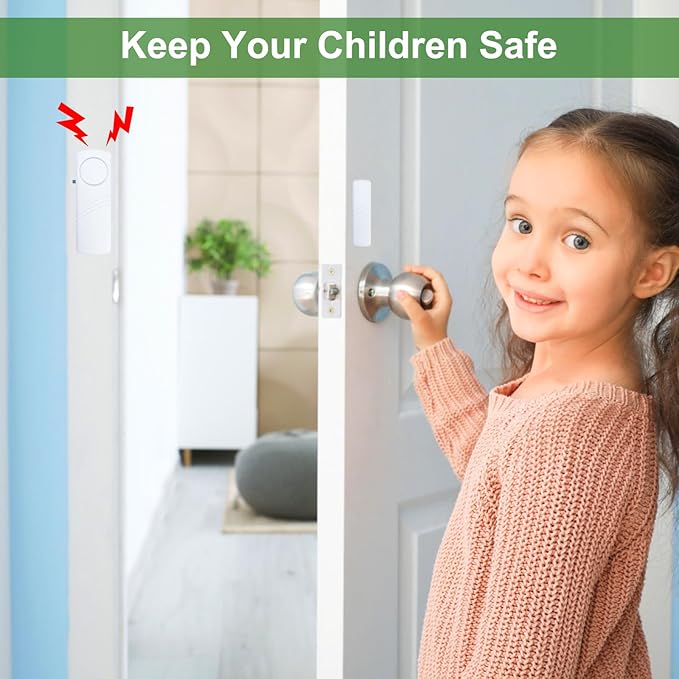 Door Window Alarm, 90dB Door Alarms Sensor for Kids Safety, Home Security, Door Window Burglar Alarm, Window Pool Alarms for Home, Apartments, Offices, Hotel Rooms (2pack)