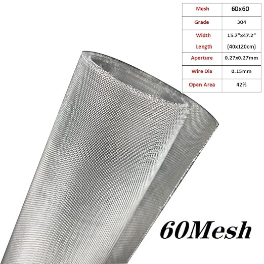 Stainless Steel Mesh Screen #60Mesh -Size:15.7"x47.2" SS304 Wire Mesh Screen - Image 3