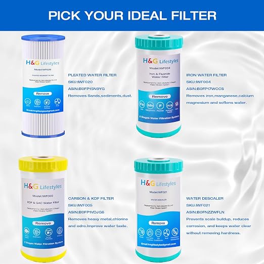 H&G Lifestyles 10" x 4.5" Whole House KDF and Carbon Water Filter, Compatible - Image 7