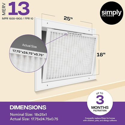 Simply 18x25x1 Air Filter, MERV 13, 6 Pack, - Image 3